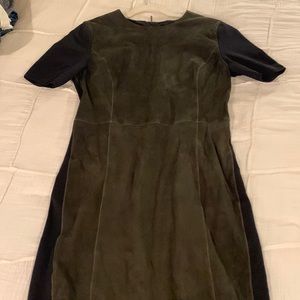 Elie Tahari olive suede midi dress